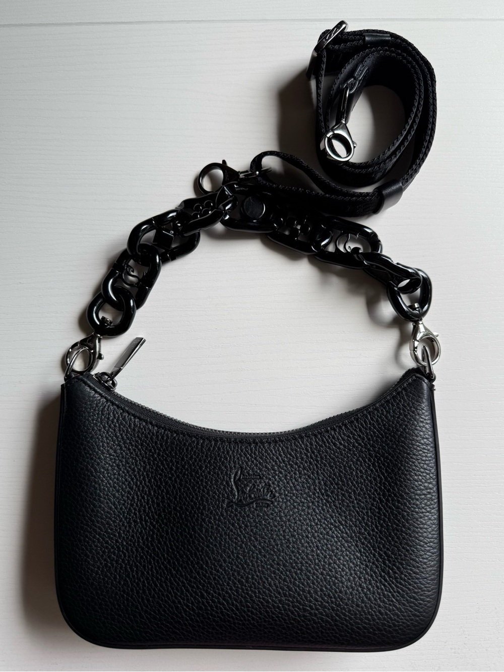 Christian Louboutin Loubila Chain Leather Shoulder Bag Crossbody Black